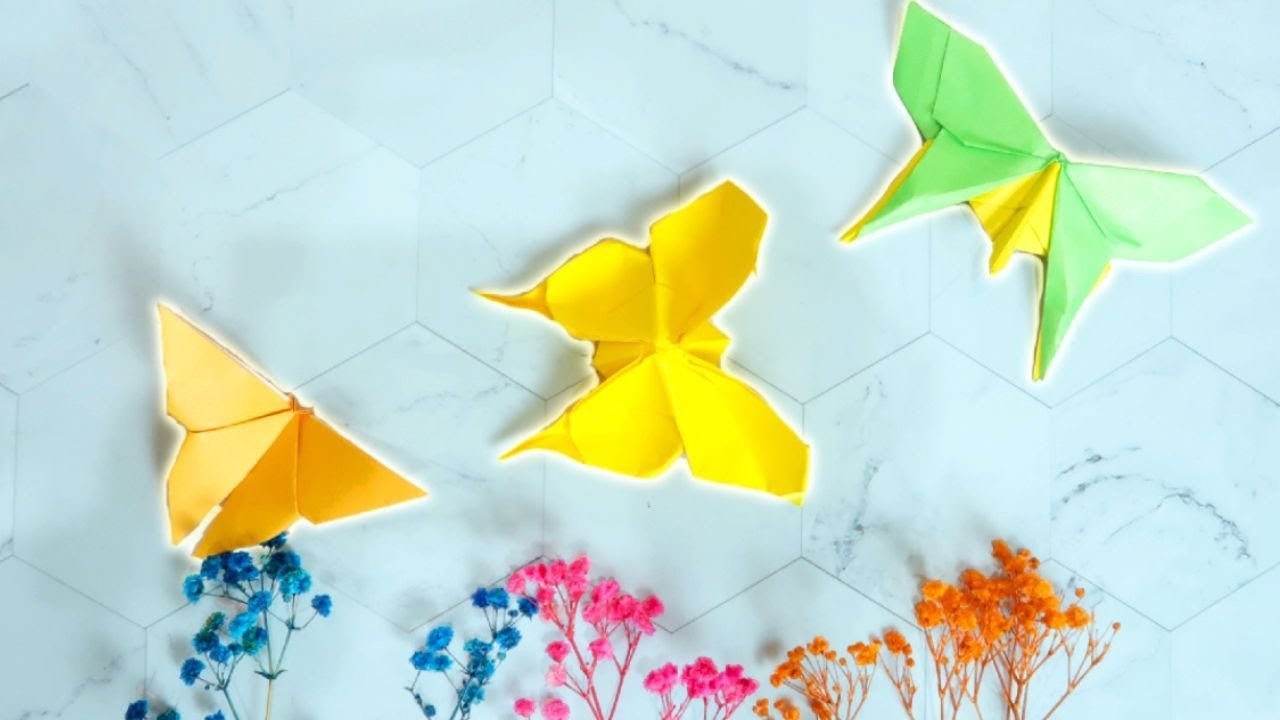 3 levels of origami butterfly ✨ simple to complex