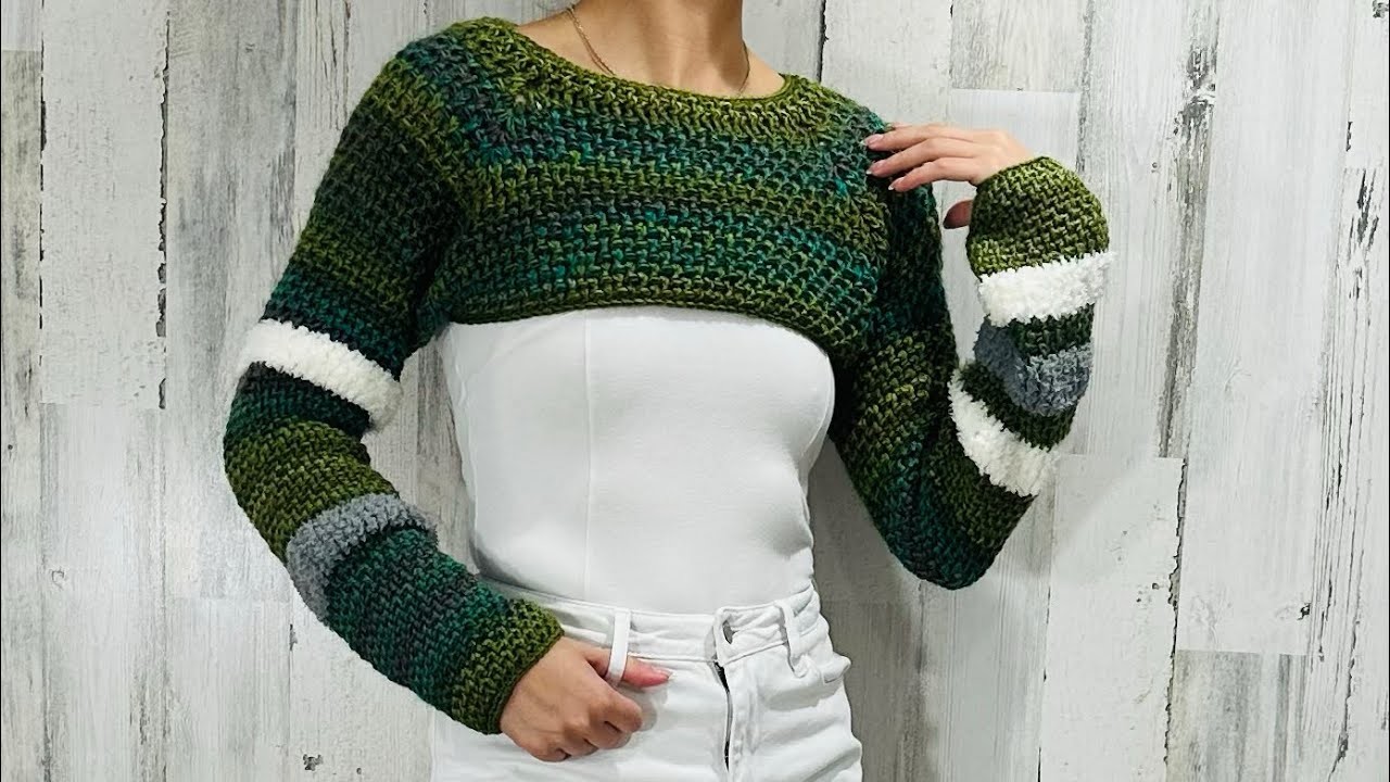Bolero - Shrug - Crop top con mangas largas a crochet  || Tutorial ||