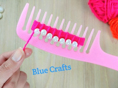 Creative ???? Extremely Beautiful Woolen Flower Making With Hair Comb | No Crochet Yarn Flower