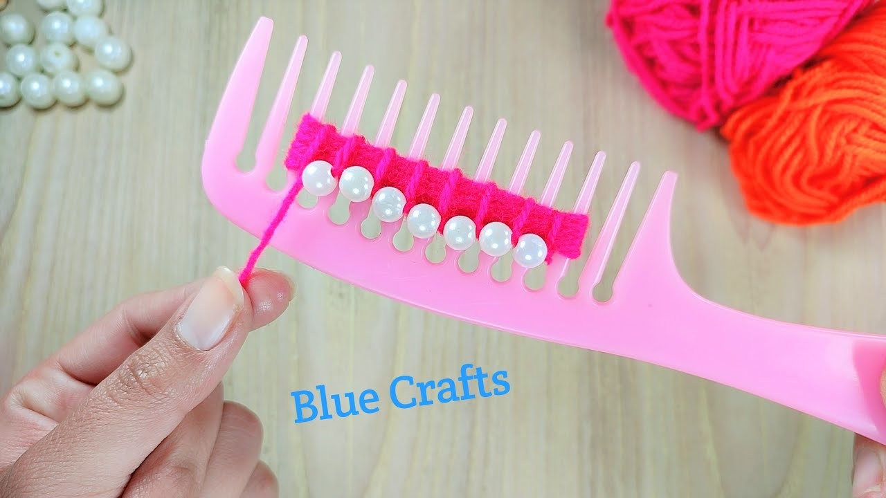 Creative ???? Extremely Beautiful Woolen Flower Making With Hair Comb | No Crochet Yarn Flower