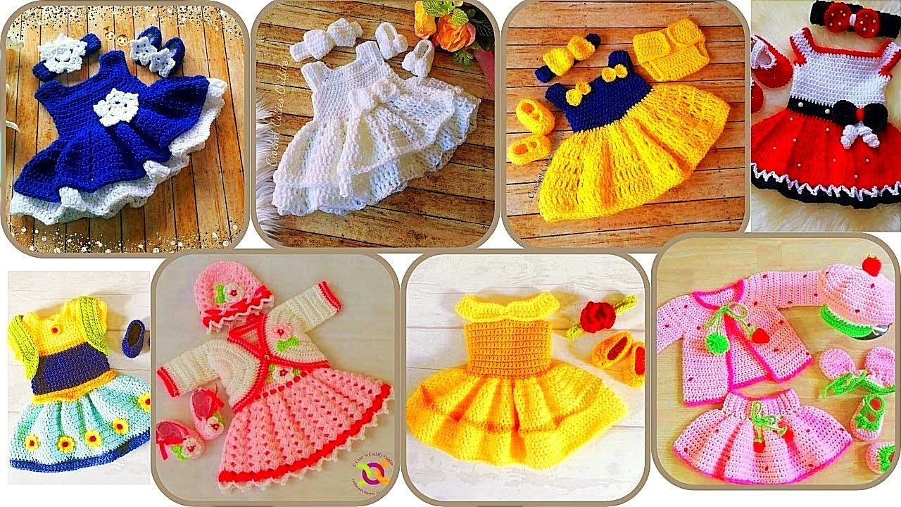 Crochet new born baby girl dress set beautiful patterns design