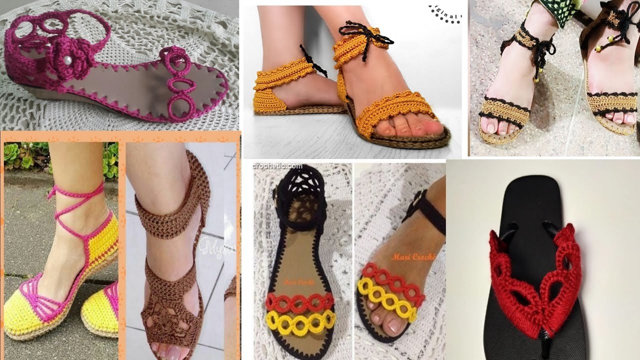 Crochid chappal shoes design, shoes chappal design,