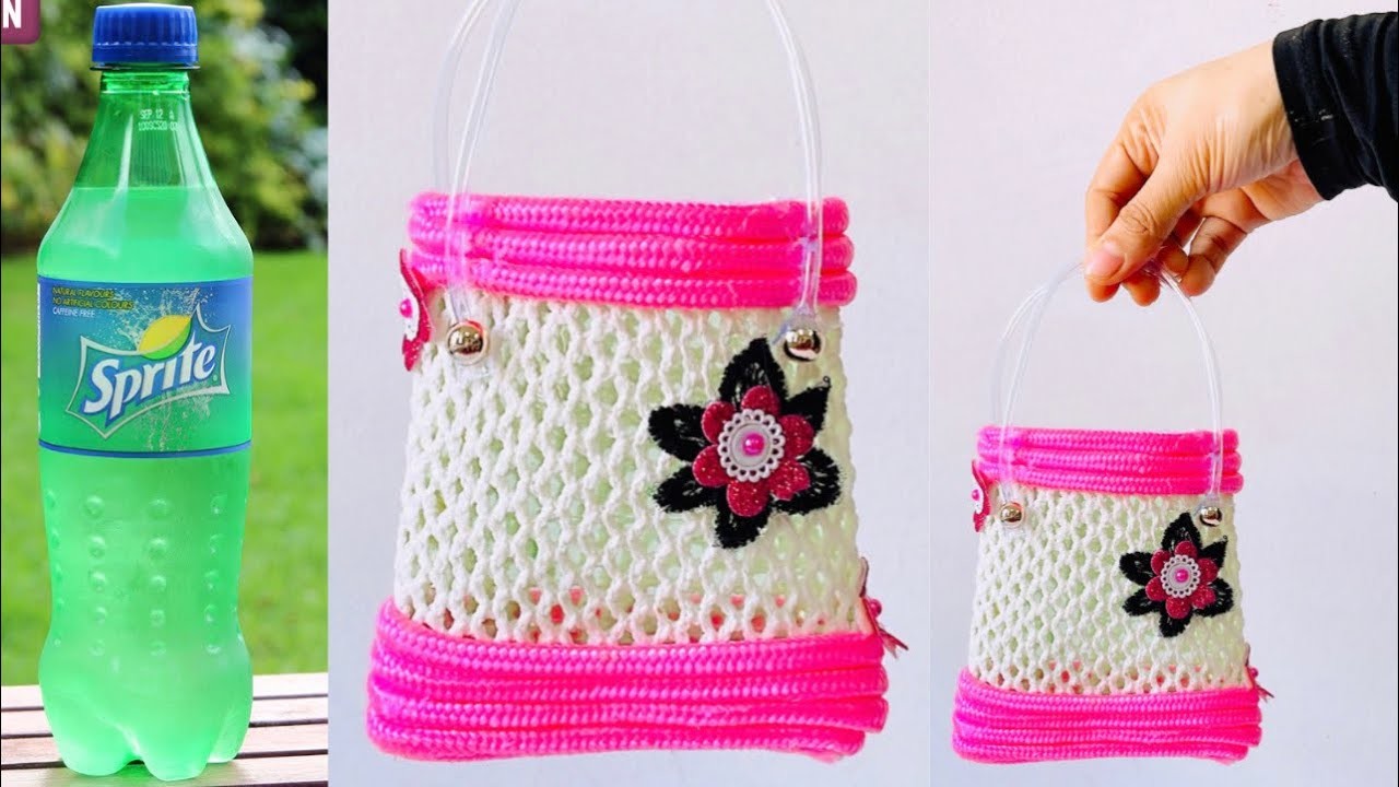 Cute basket from plastic bottle and net DIY