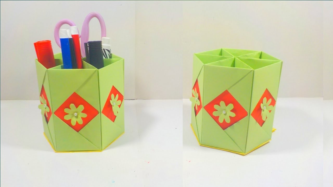 DIY Beautiful Pen Holders | How to make a pen holder using paper | Origami Pen Holder