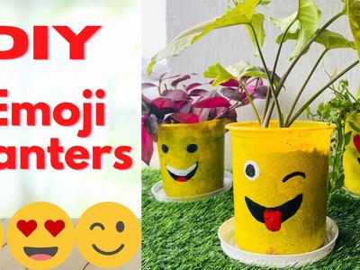 DIY Emoji Planters. Waste Plastic Containers Reuse Idea.Best Out Of Waste @creativeneelu1548