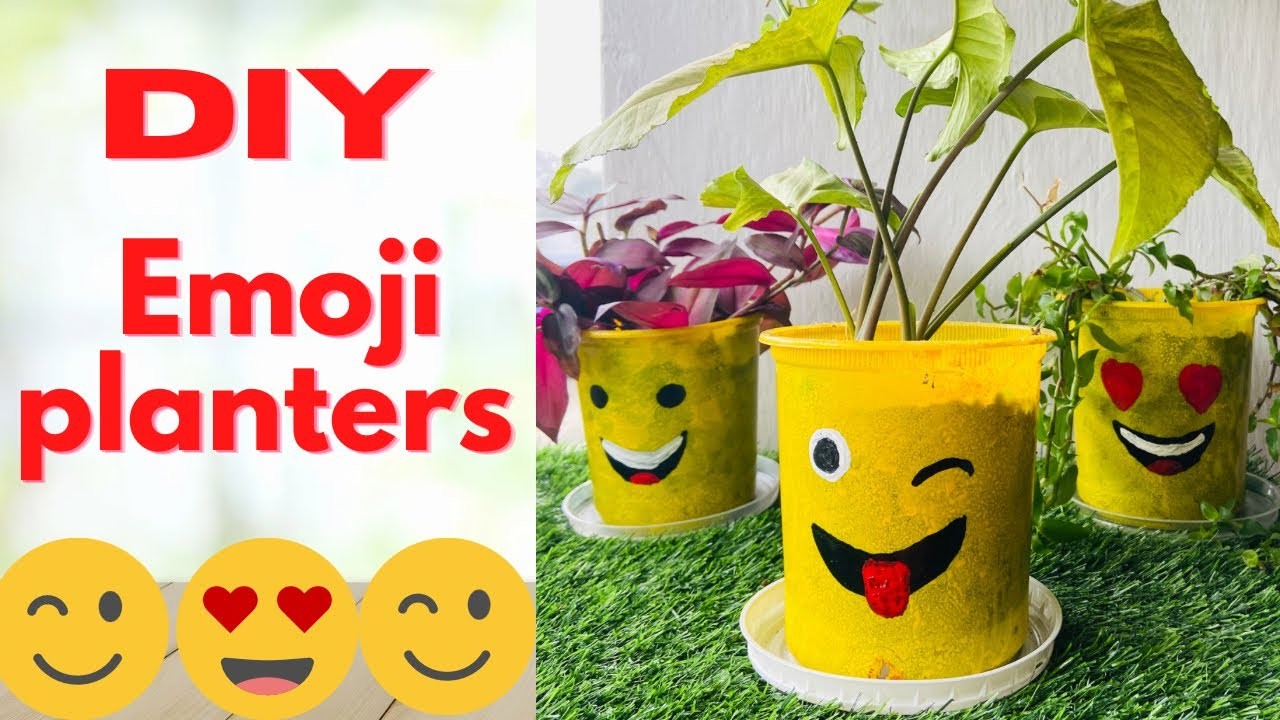 DIY Emoji Planters. Waste Plastic Containers Reuse Idea.Best Out Of Waste @creativeneelu1548