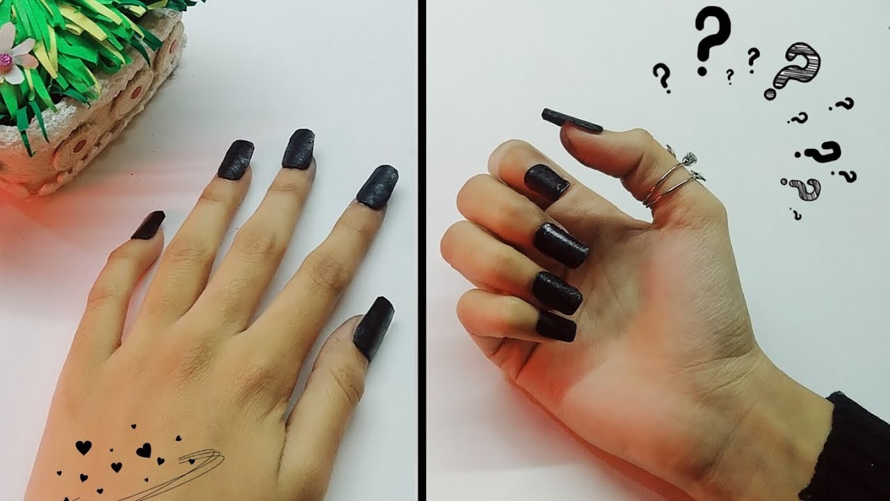 DIY fake nails | Wednesday addams nails | fake paper nails #nailart #art