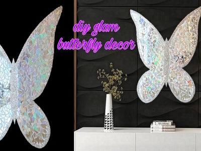 DIY glam butterfly decor | old CD craft | wall decoration idea | Craft Angel