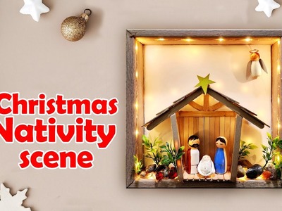 DIY Miniature Christmas Nativity Scene | How to make Christmas Crib | Wooden Peg Dolls Crafts