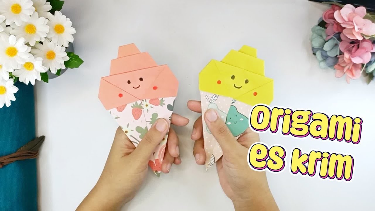 Easy DIY ORIGAMI ICE CREAM | ORIGAMI ES KRIM | CARA MEMBUAT ORIGAMI ES KRIM | PAPER CRAFT ICE CREAM