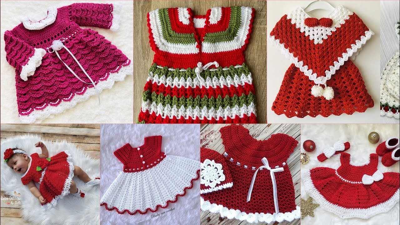 Easy Handmade Crochet free Patterns for Christmas baby girl frock dress