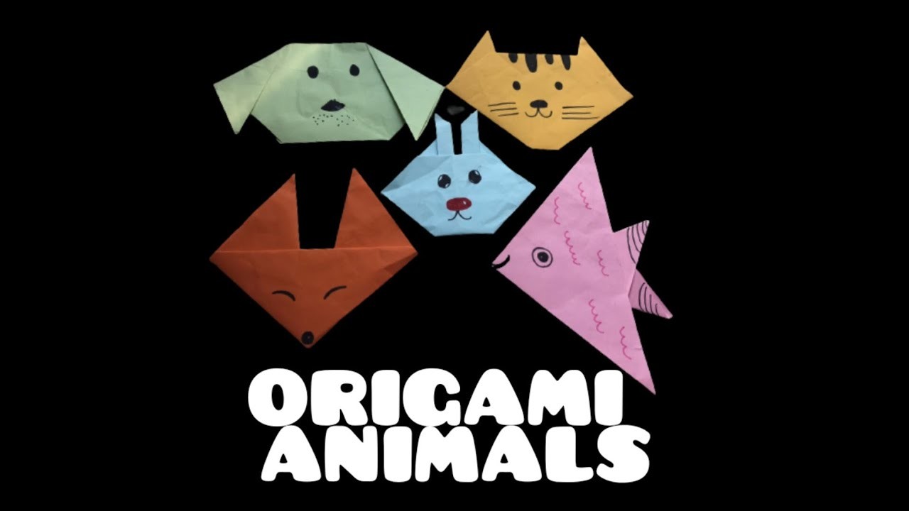 Easy paper craft ideas for kids  | 5 easy origami animal faces | Dog ,Cat ,Rabbit,Fox and Fish