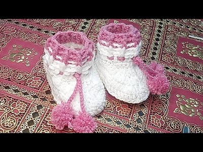 How To Crochet Booties For Newborn Babies & 0-3 Months Boy & Girl Easy Patterns For New Beginners