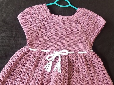 How to make crochet baby girl frock design full tutriol in urdu part 1#Crochetfrock  #crochetdress