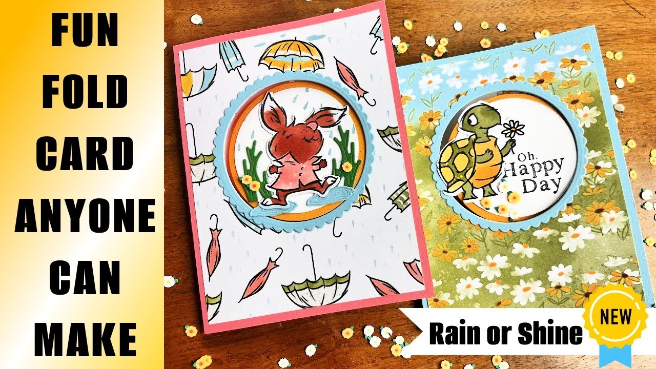 NEW FOLD CARD - EASY and ADORABLE Fun Fold with the Brand New Rain or Shine Suite from Stampin' Up!