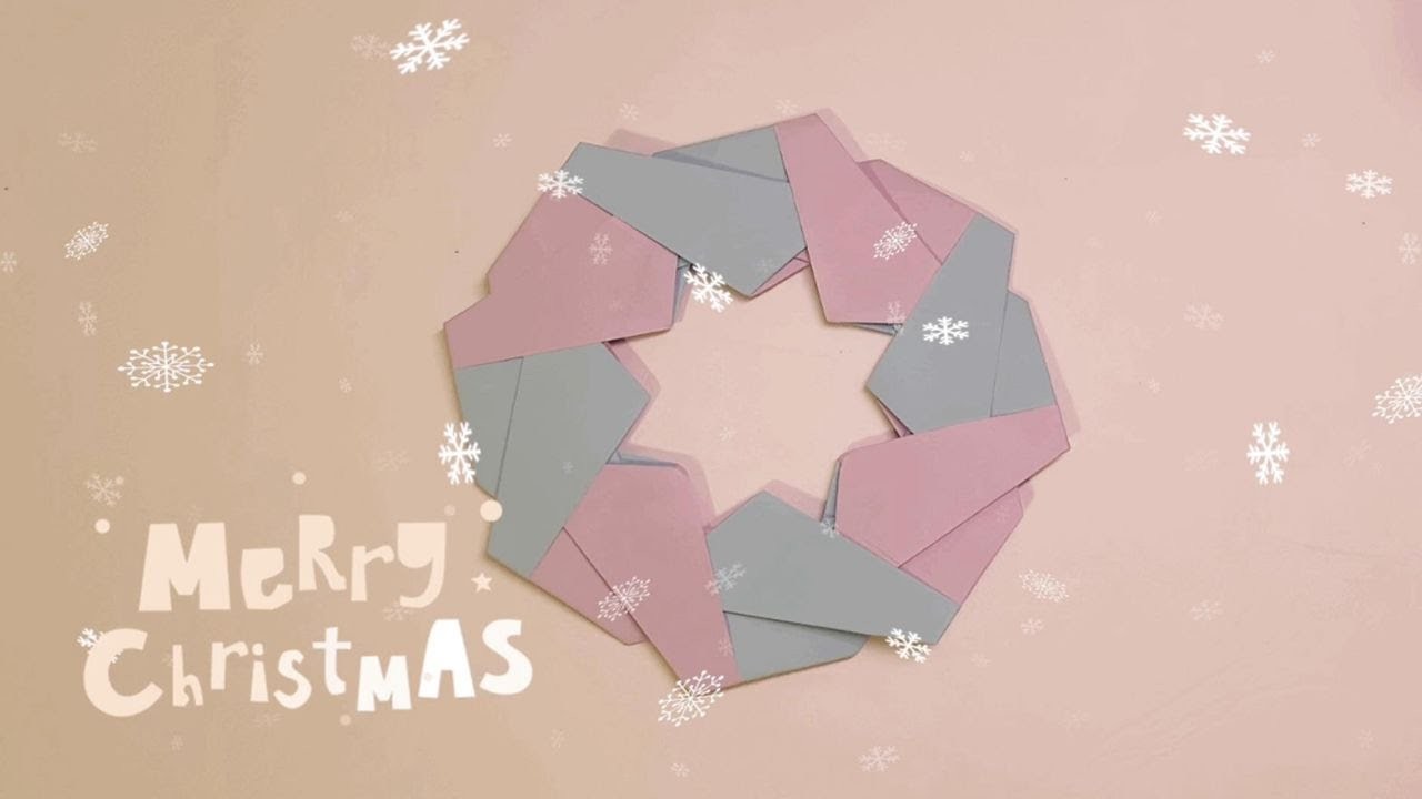 Origami Star Wreath. How to Make Christmas Ornaments. 聖誕星星花環