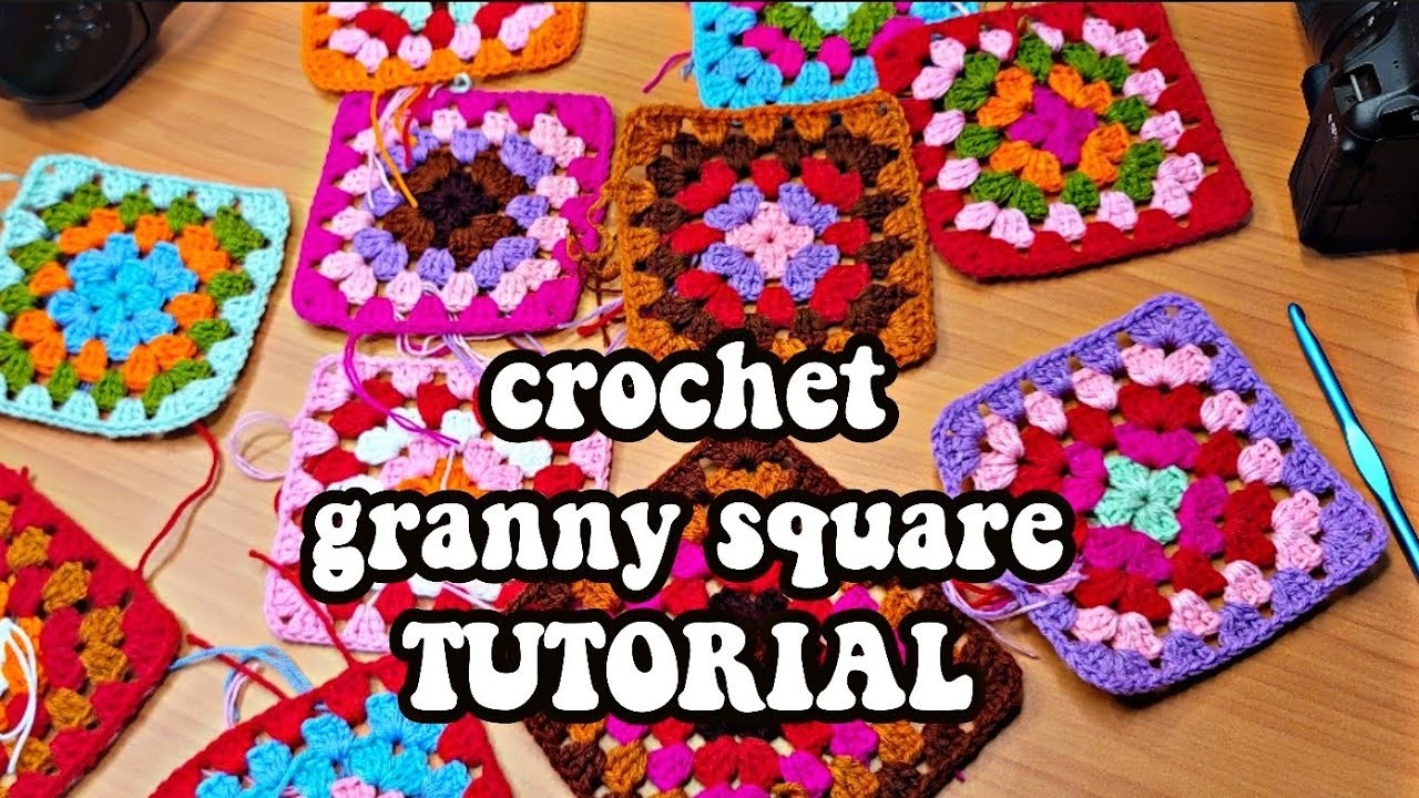 Perfect multicolored crochet granny square for absolute beginners