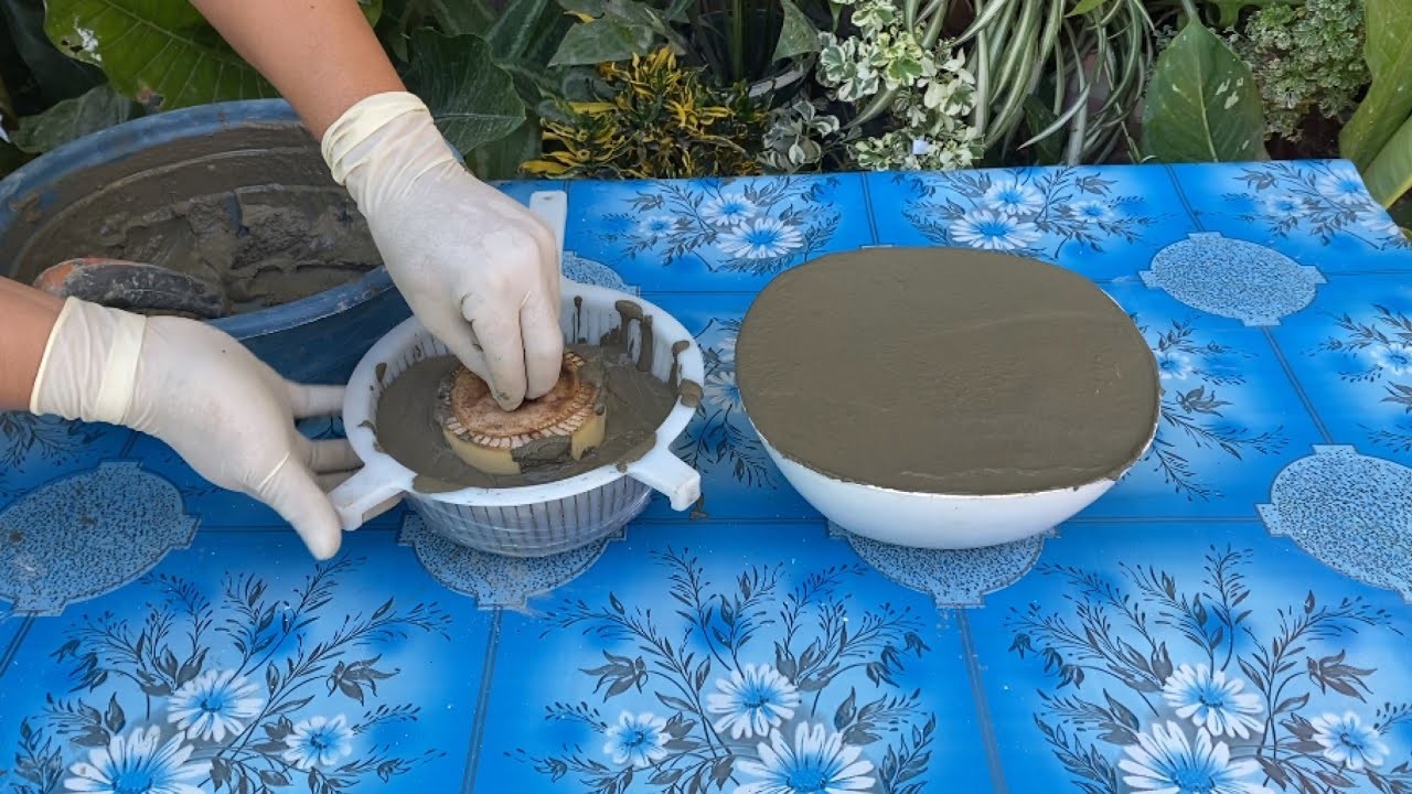Satisfying Results From Plastic Bowl And Basket With Cement - DIY Flower Pot Decoration Ideas