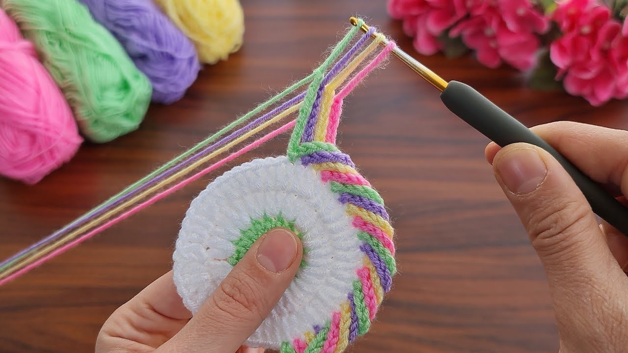 Super easy, very useful crochet beautiful motif crochet coaster ✔ supla bardak altlığı yapımı.