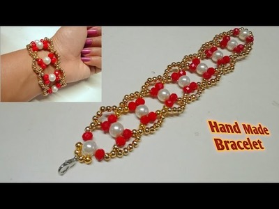 Wow Beautiful Red Crystal Bracelet.DIY.Pearls Bracelet Making.