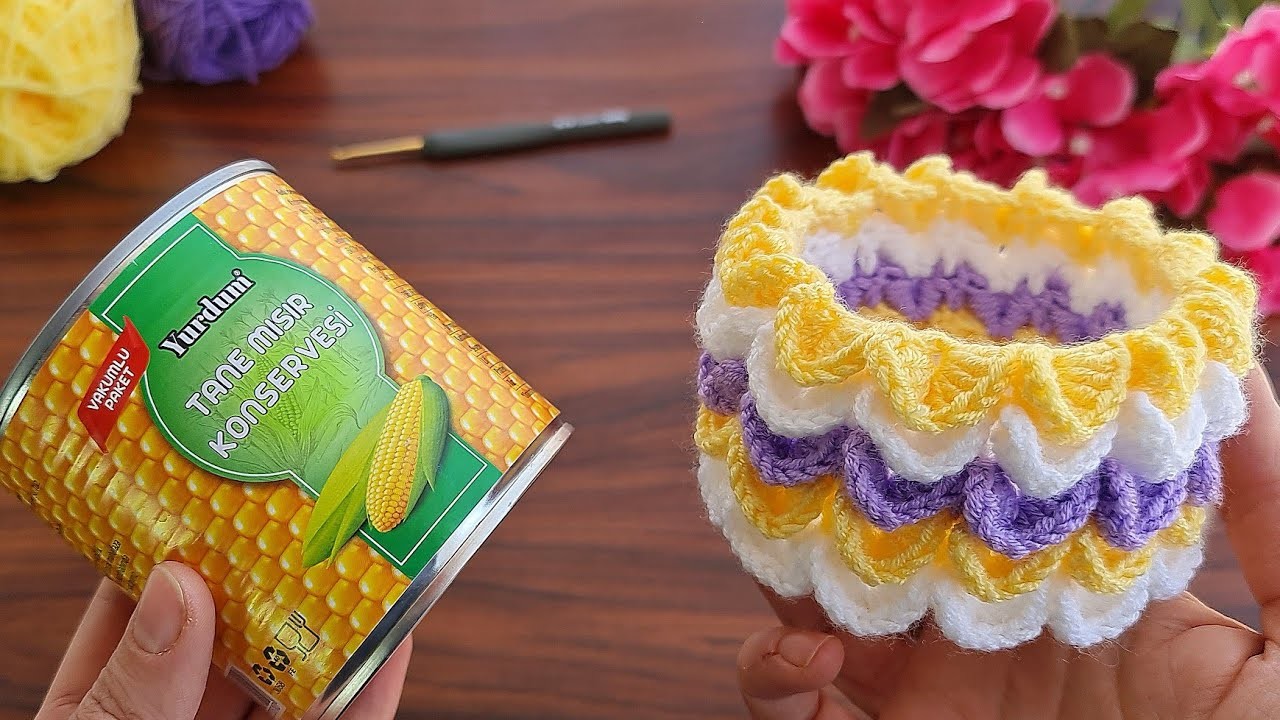 Wow!! super idea how to make eye catching crochet box ✔ süper fikir göz alıcı tığ işi nasıl yapılır.