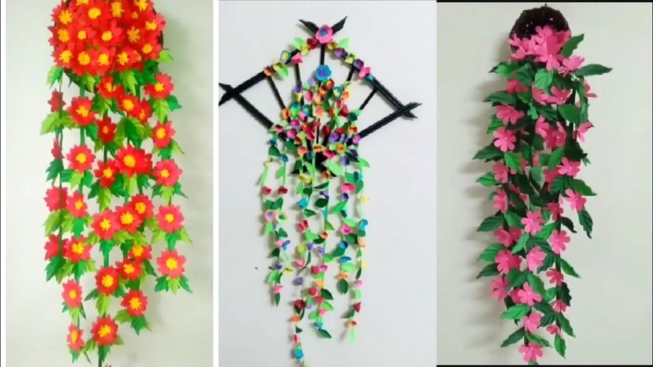 3 Diy paper flower wall hanging decoration ideas