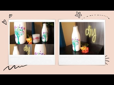 Beautiful glass jar painting idea. Easy glass bottle painting with acrylics. Diy home decor