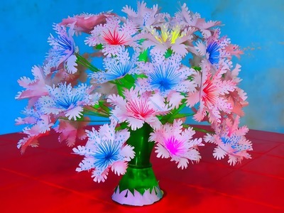 Beautiful Plastic Bottle Paper Flowers Guldasta Making Ideas ll Home Decoration Ideas ll DIY