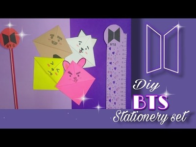 Bts stationery making at home.homemade stationary ideas.bts crafts (part-2)#bts #btscraft