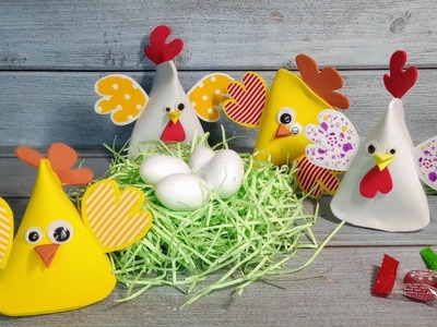 "Cockerels and hens" - Easter decor with a surprise inside. Simple and quick crafts for Easter.