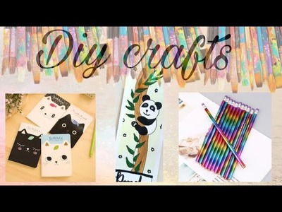 DIY cute school supplies. useful.easy???? diy bookmark , kawaii diary, rainbow pencil
