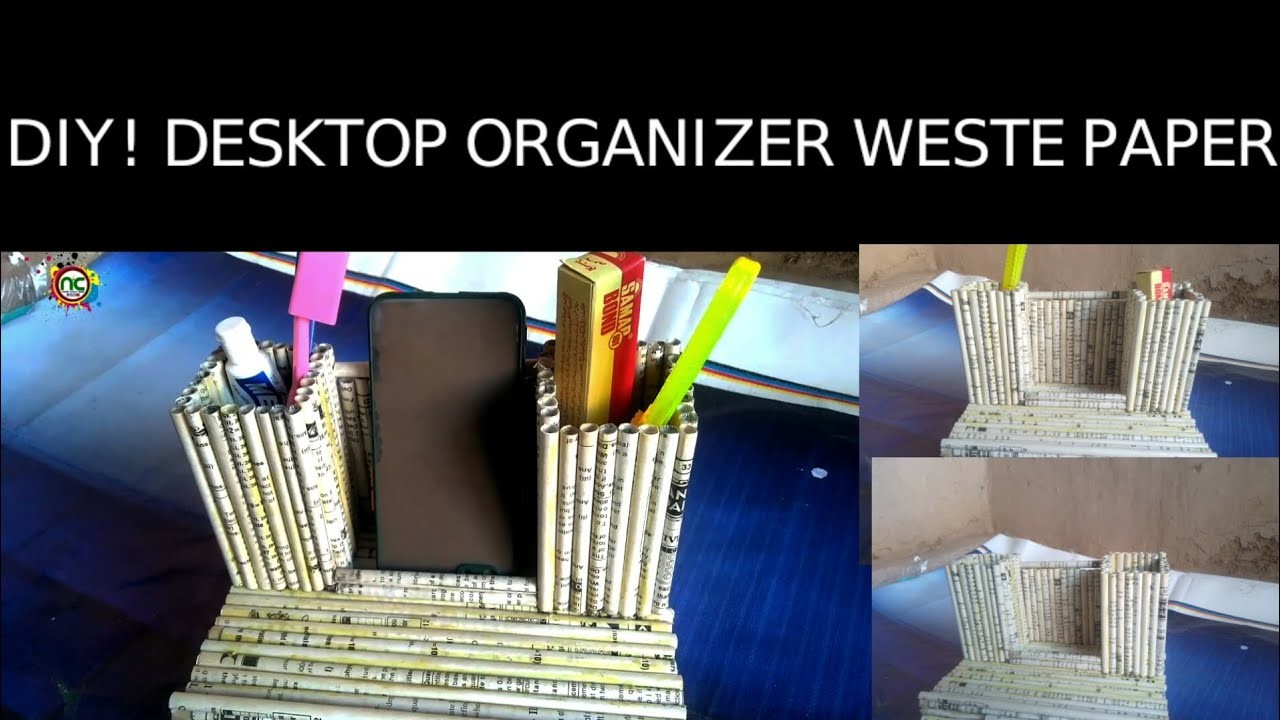 DIY! MAKE DESKTOP ORGANIZER IN WESTE PAPER | PEN HOLDER | CARDBOARD CRAFT