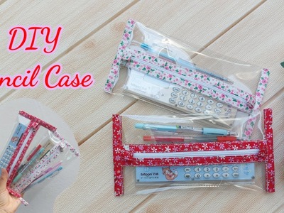 DIY Pencil Case. How to sew pencil case with plastic. Basic to sew. Cute pencil case.