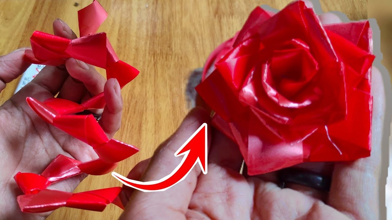 DIY Ribbon Rose Flower | How to make ribbon satin rose | Ribbon Flower Making | Ribbon Work