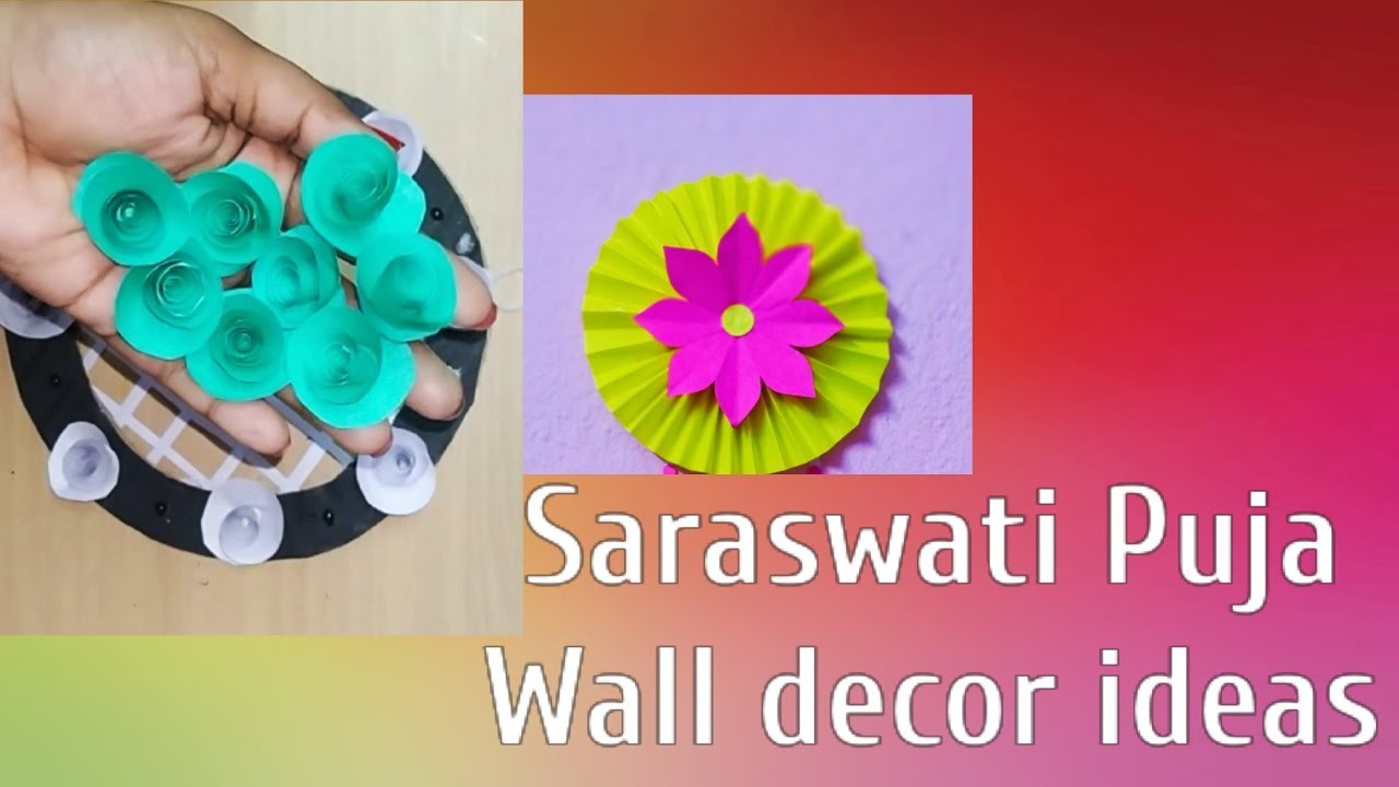 Diy Saraswati Puja decoration|| Saraswati Puja background decoration || Wall decoration ideas