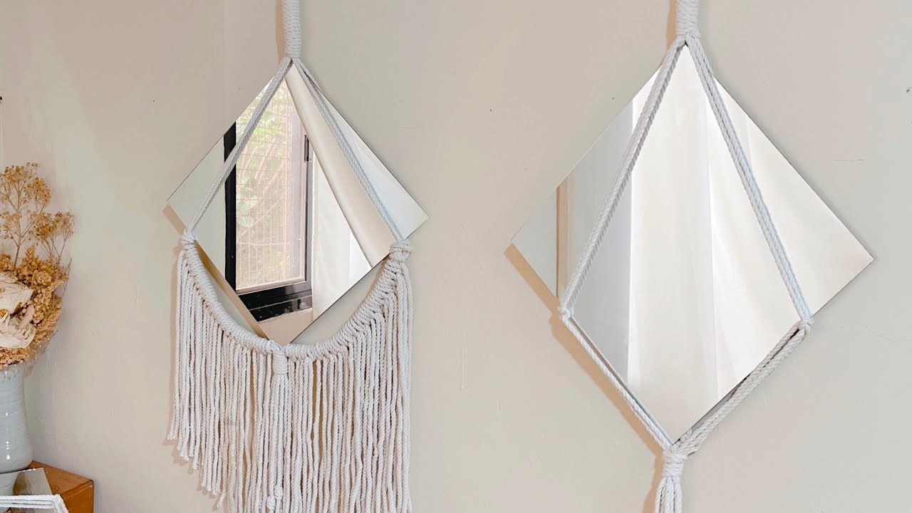 DIY Simple and Easy Macrame Mirror Holder TUTORIAL | Mirror Wall Hanging