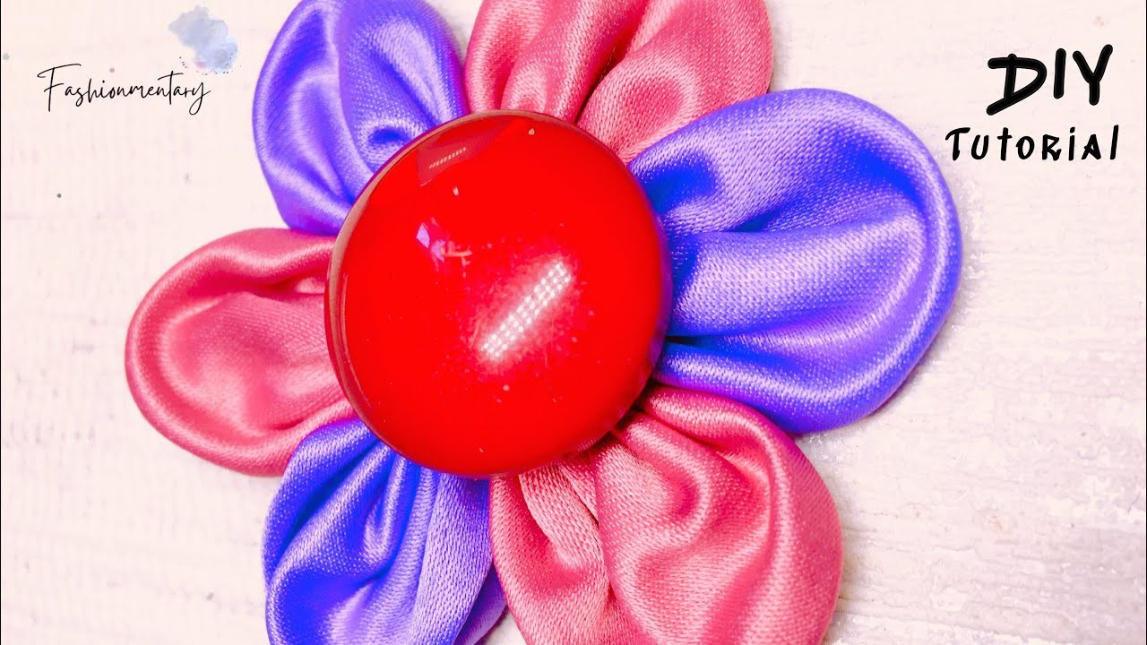 DIY - Simple Fabric Flower Tutorial | how to make Satin Rose | Ribbon craft ideas and hacks