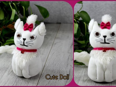 Diy sock cat.Cute Kitty Socks doll.How to make the most beautiful diy cat doll in just 12 minutes?