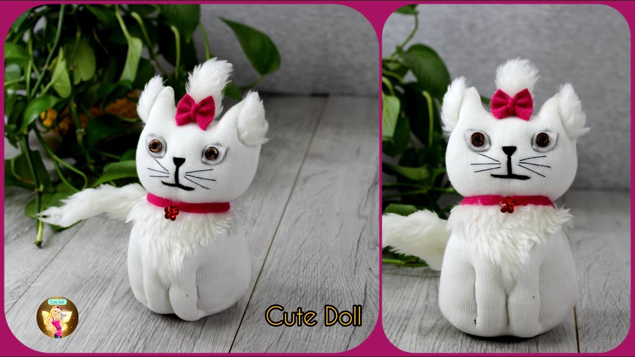 Diy sock cat.Cute Kitty Socks doll.How to make the most beautiful diy cat doll in just 12 minutes?