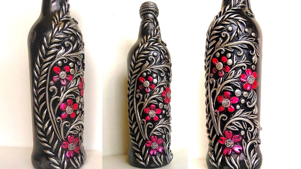 Glass Bottle Craft. DIY Vase