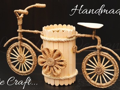 Handmade Jute Bi-Cycle making | Showpiece Organizer Ideas from Waste Materials | Jute Crafts