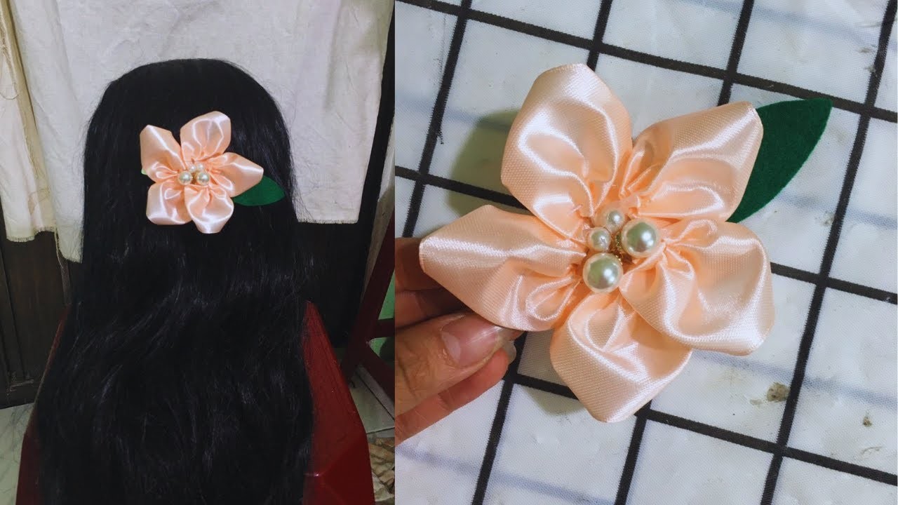 HOW TO MAKE A BEAUTIFUL 5-PETAL-FLOWER HAIR CLIP (EASY & QUICK)