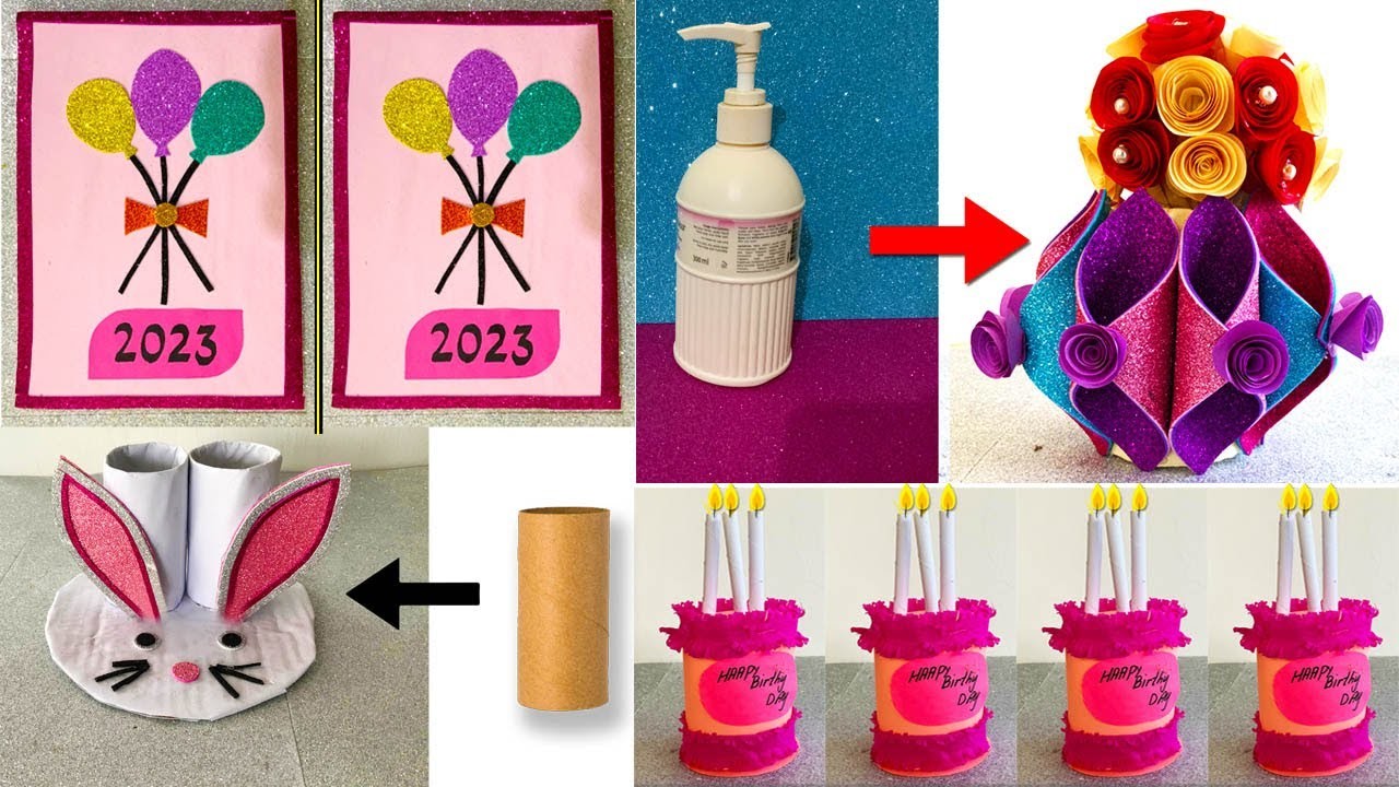 How to make a paper cake.How to make a new year card.DIY paper pencil stand. vase.DIY.glitter sheet