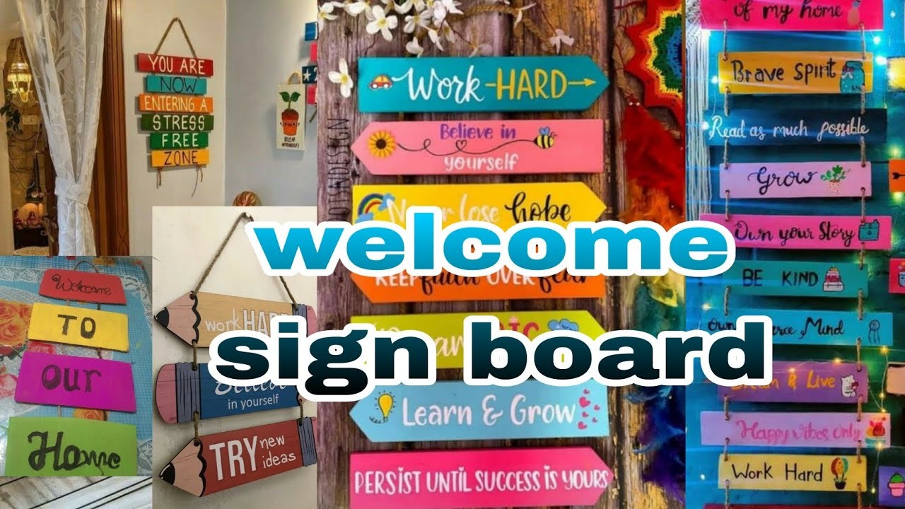 How to make home decoration   welcome sign board at home diy #homedecor #board#homemade#drwing