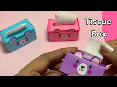 Mini Origami Tissue Paper Box.How to Make DIY tissue holder for doll house. by bushrazorigami