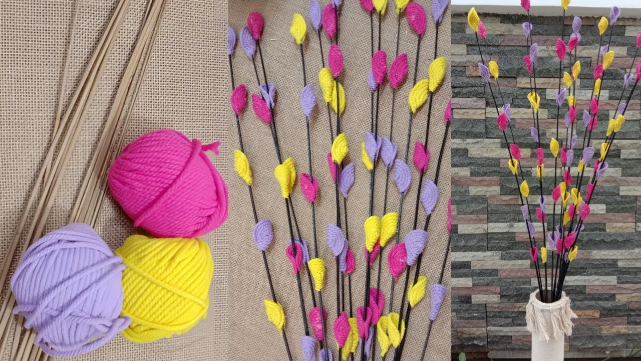 New Design Flowers from Cotton Rope & Broom Sticks || Bunga Tali katun