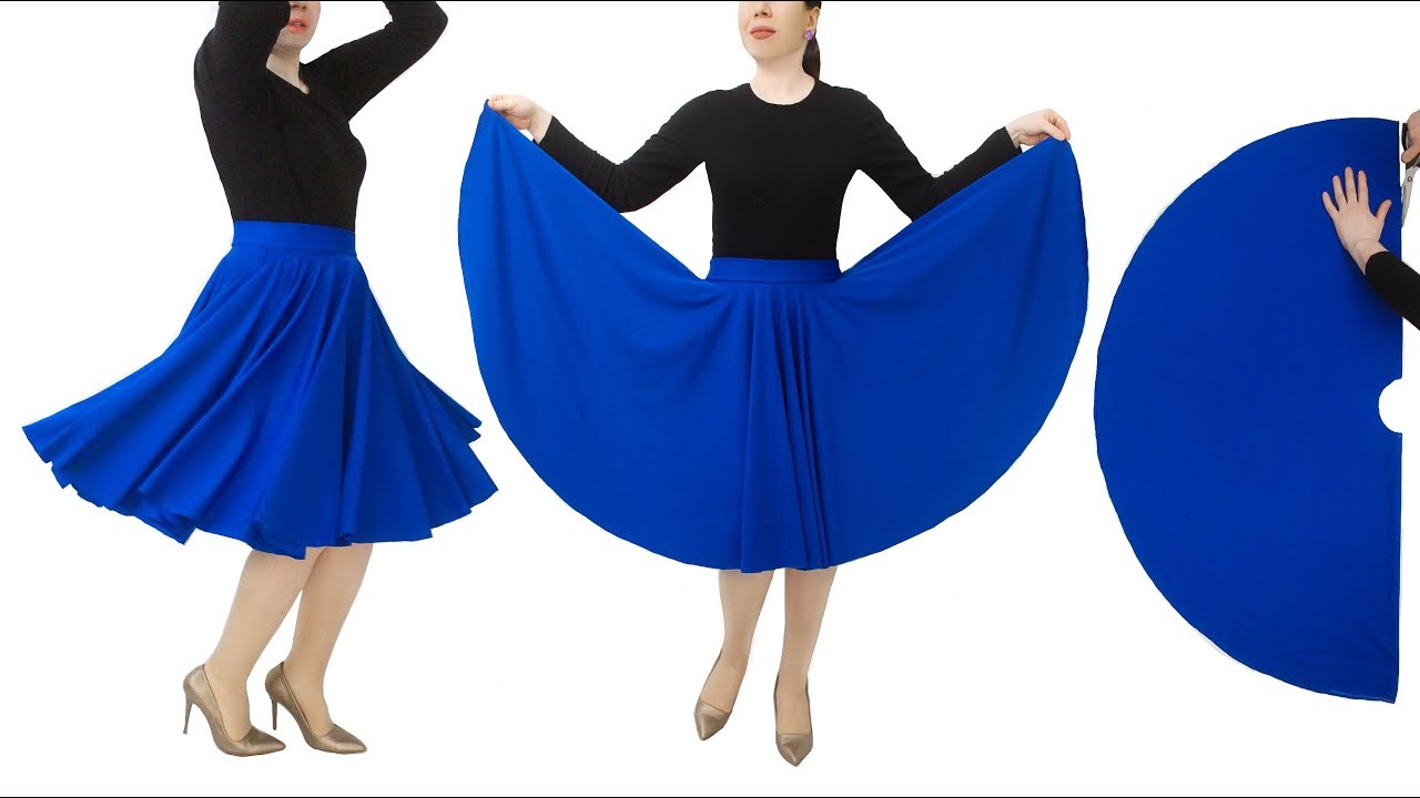NO ZIPPER, NO ELASTIC! DOUBLE CIRCLE SKIRT | Umbrella skirt cutting and stitching