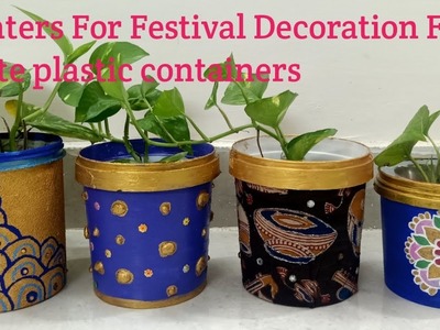 Planters from waste plastic containers. planters from curd cans,paint cans.DIY