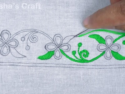 Very Pretty Borderline Flower Hand Embroidery Tutorial, Borderline Stitches For Beginner