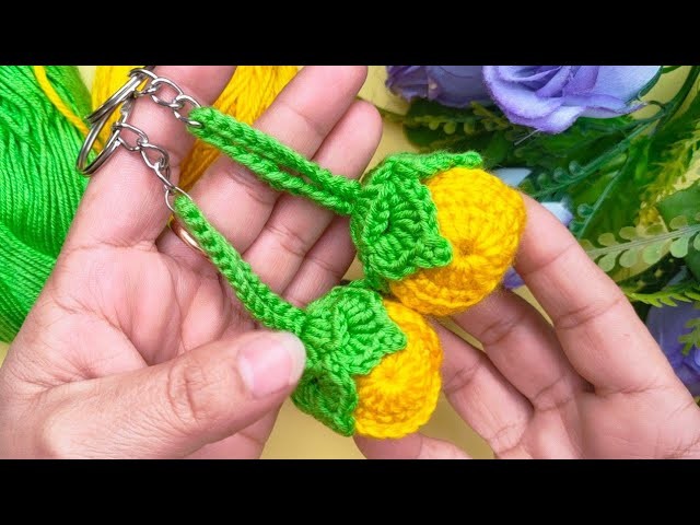 Wonderful!! Carambola meyveli anahtarlık fikri | Super easy and very useful crochet keychain idea!!